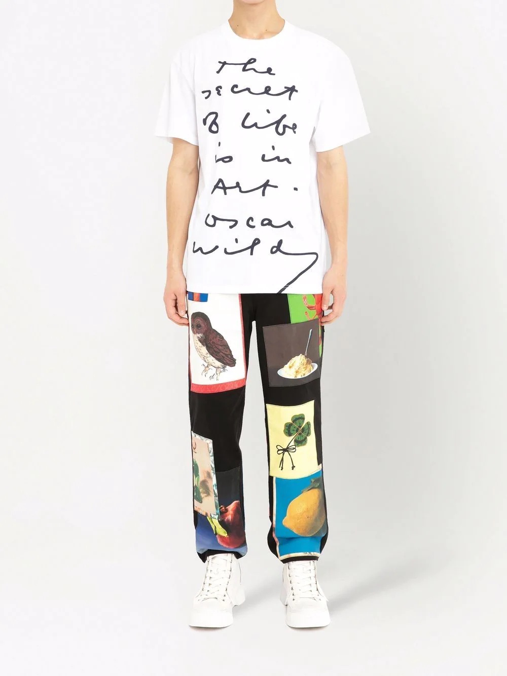 quote-print crew-neck T-shirt - 2