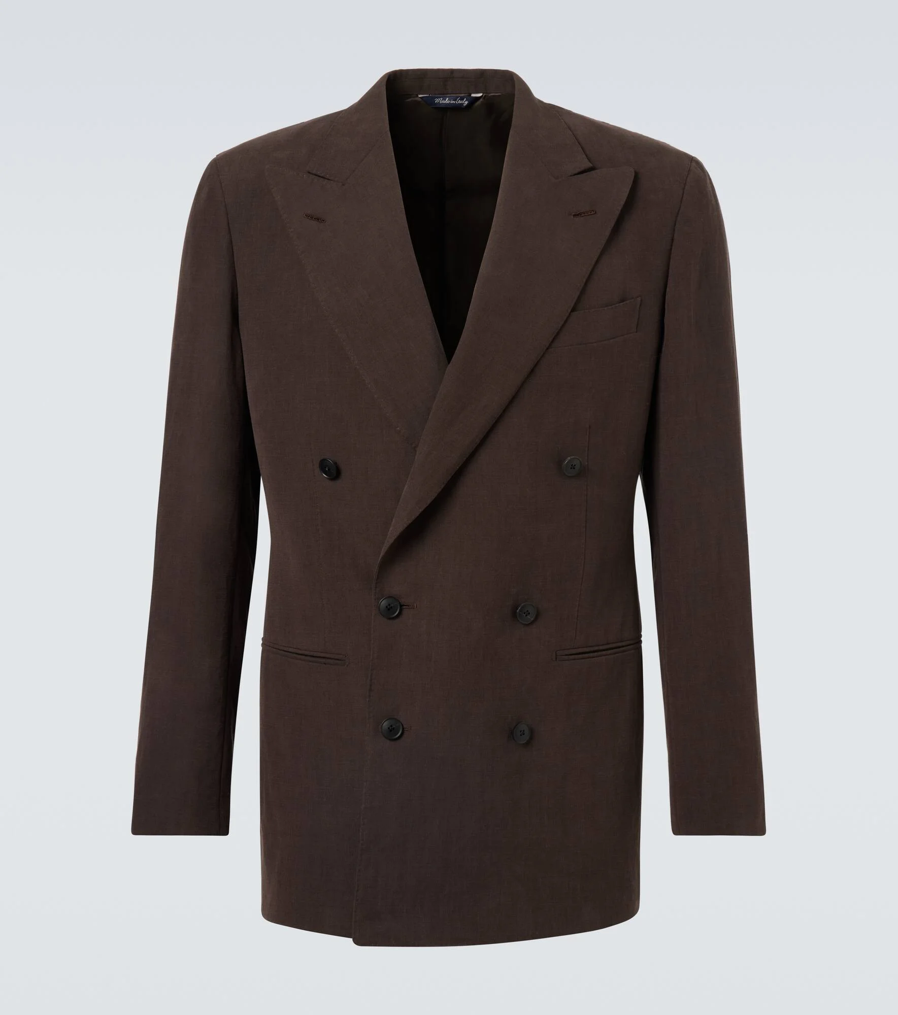 Double-breasted linen canvas blazer - 1
