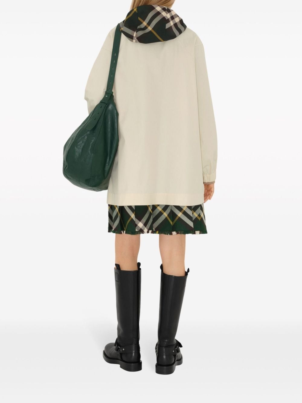 checkered hood cotton parka - 4