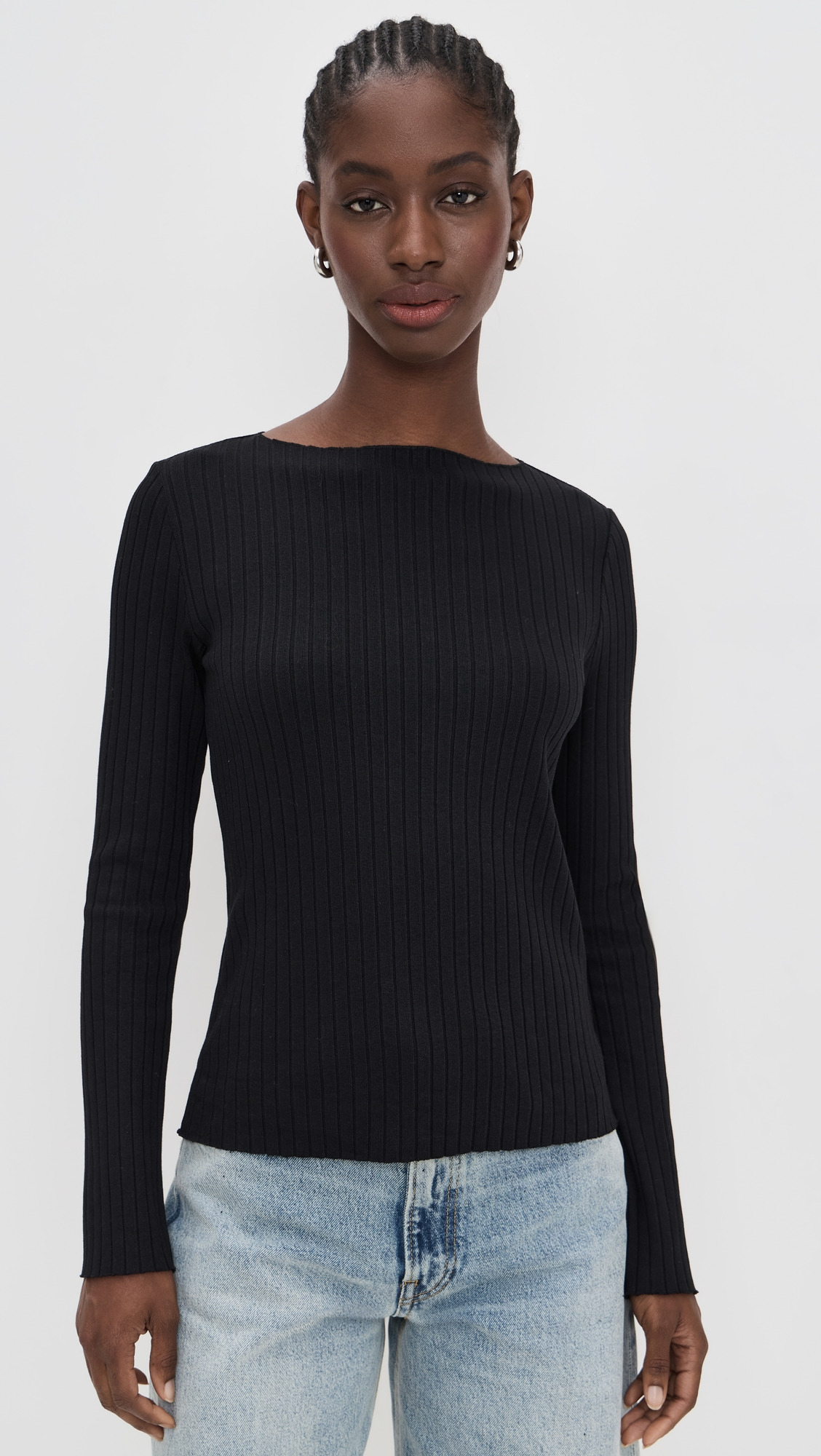 Rib Slash Neck Shirt - 6