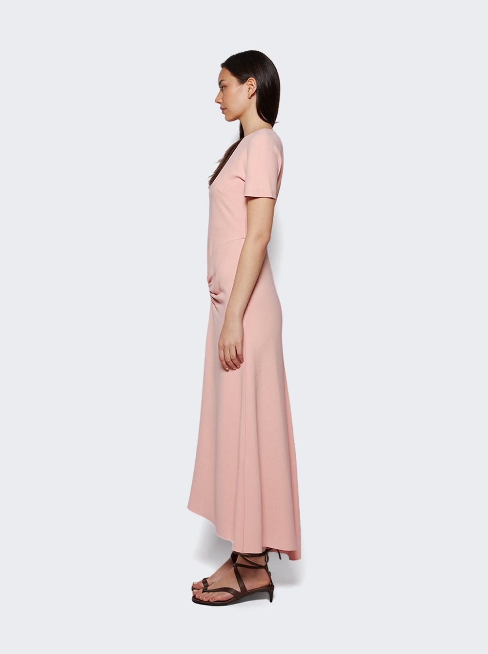 Gathered Detail T-shirt Midi Dress Antique Pink - 3