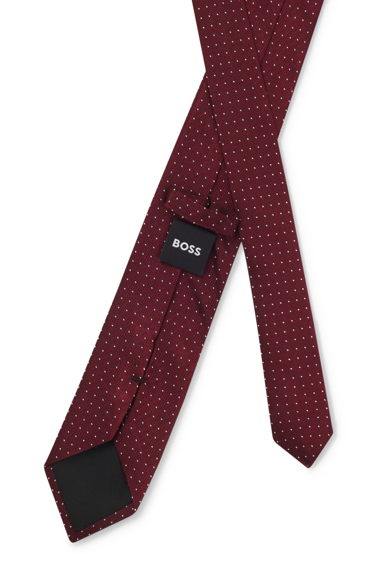SILK-BLEND TIE WITH JACQUARD-WOVEN DOT MOTIF - 4