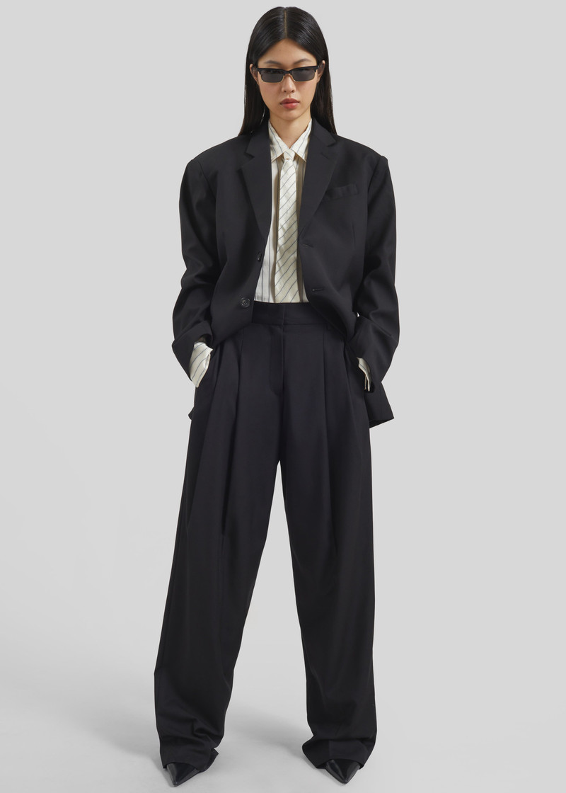 The Frankie Shop Gelso Pleated Trousers - Black outlook