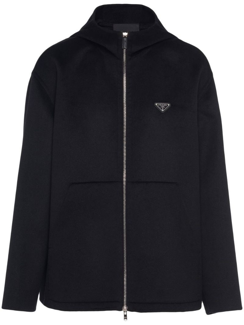 triangle-logo zip-up hoodie - 1