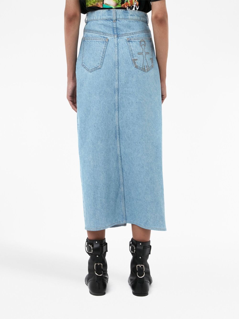 asymmetric denim midi skirt - 4