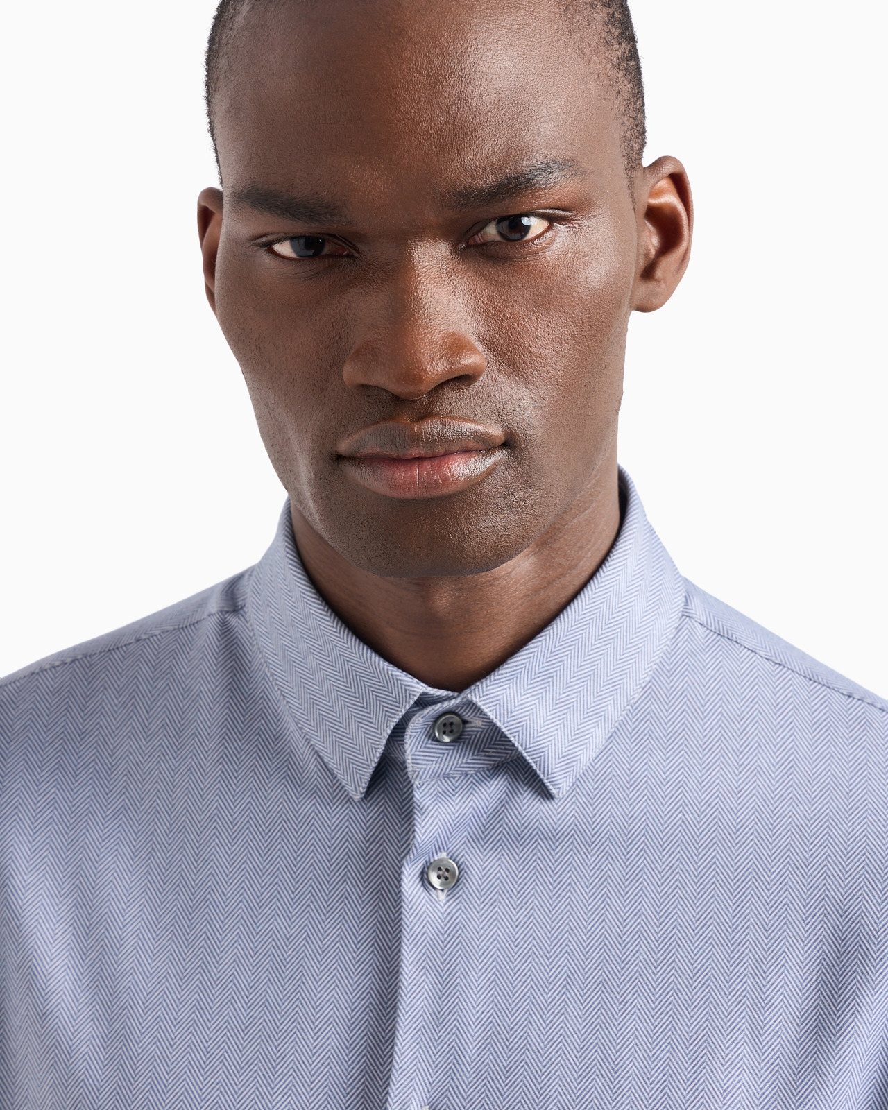 Slim-fit chevron motif cotton-blend shirt - 5