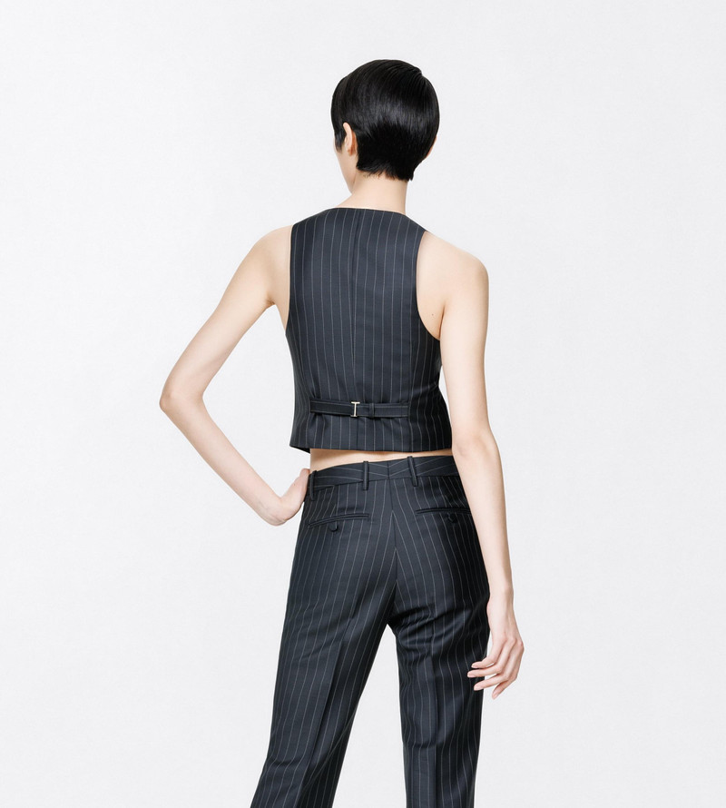 CHALK STRIPE WOOL MOHAIR WAISTCOAT 4