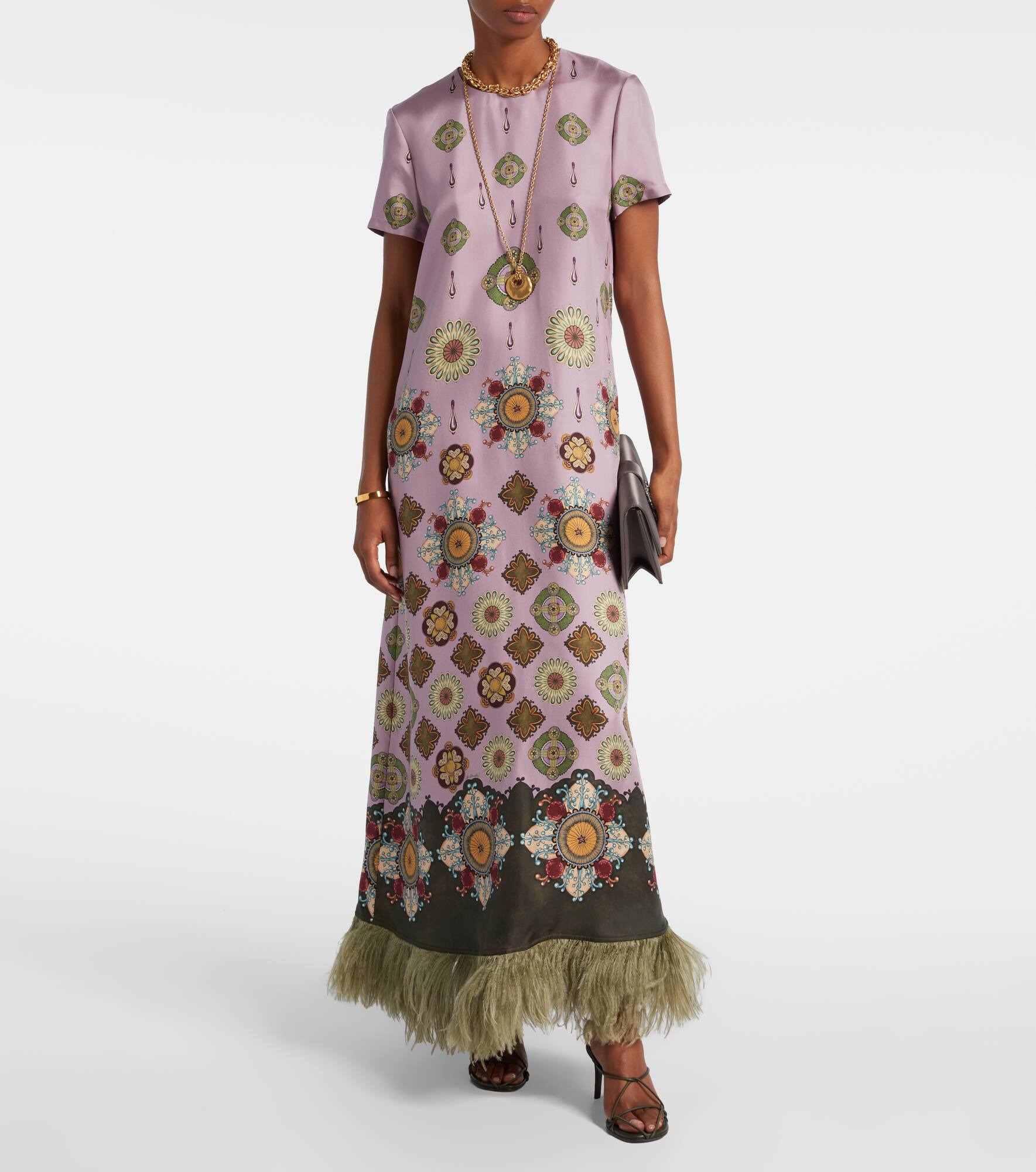Swing printed silk twill maxi dress - 2