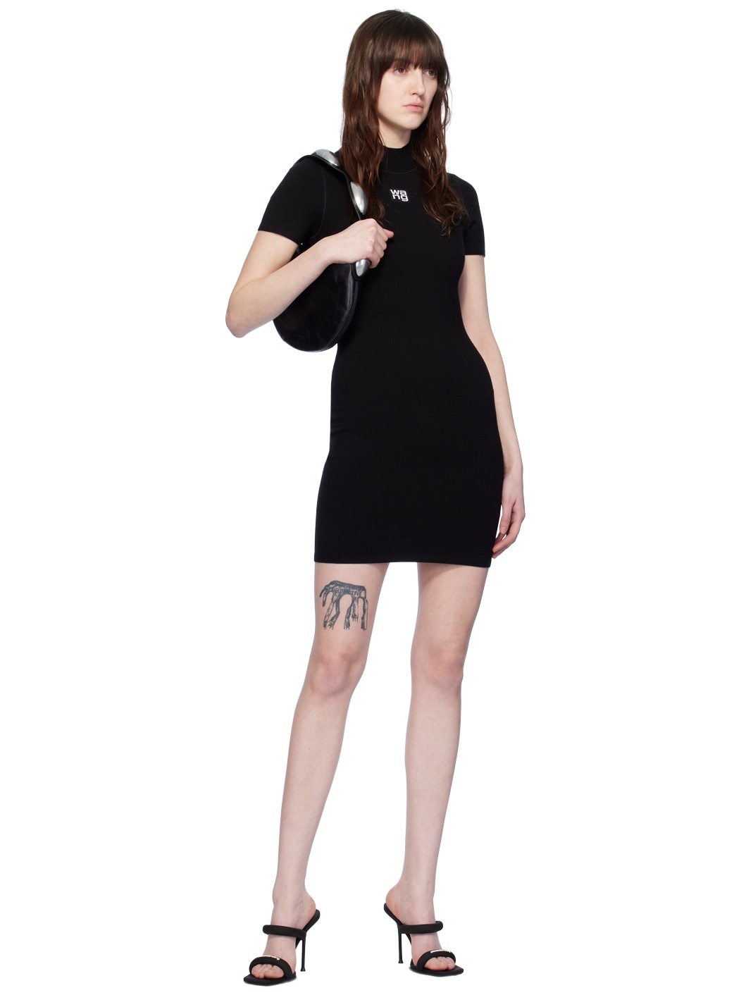 Black Mock Neck Minidress - 4