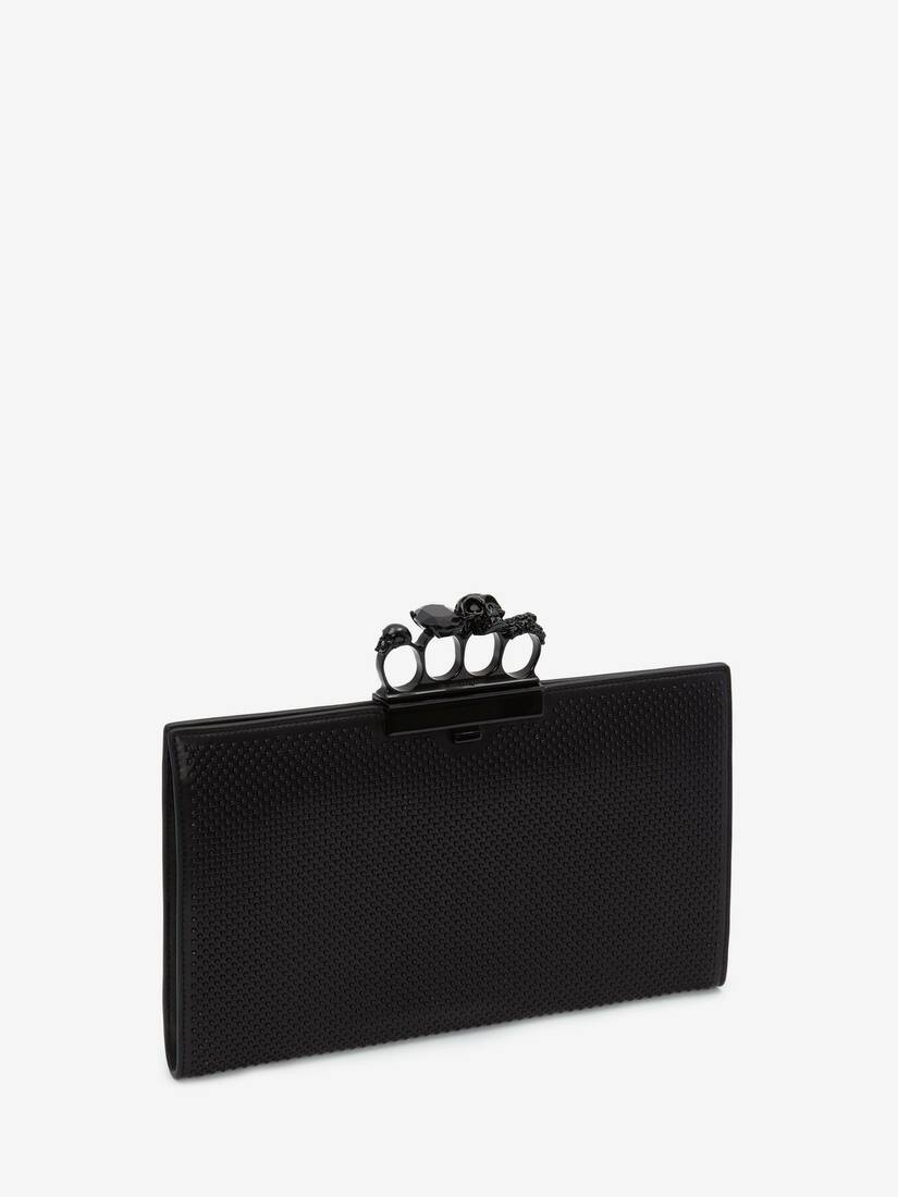Skull Four-ring Flat Pouch in Black - 2