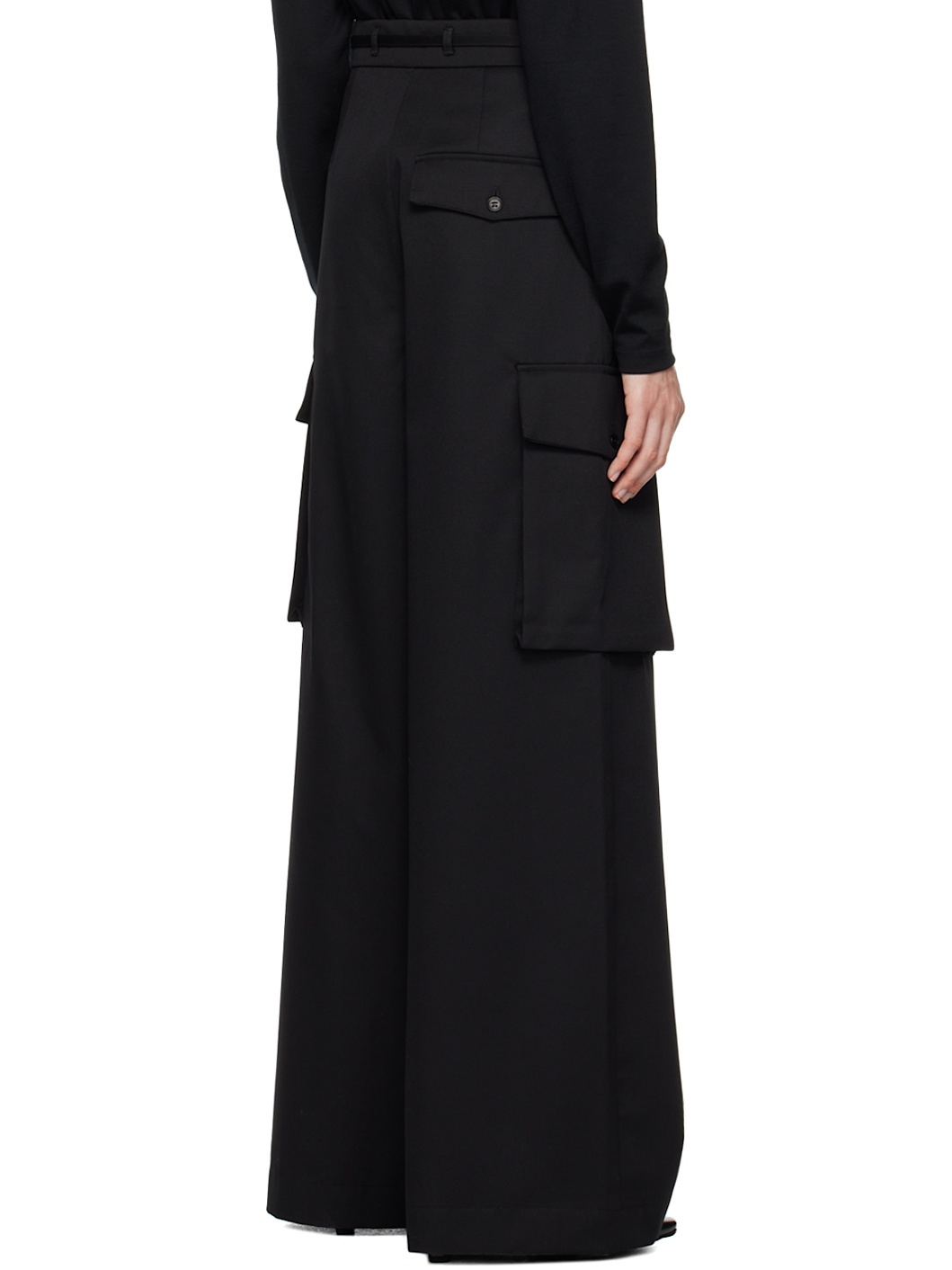 Black Tailored Cargo Trousers - 3