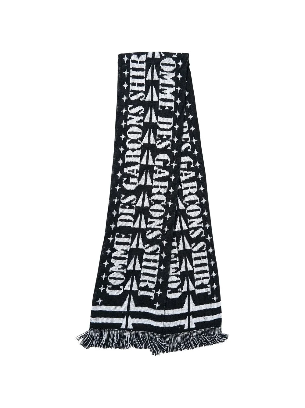 logo-intarsia fringed scarf - 1