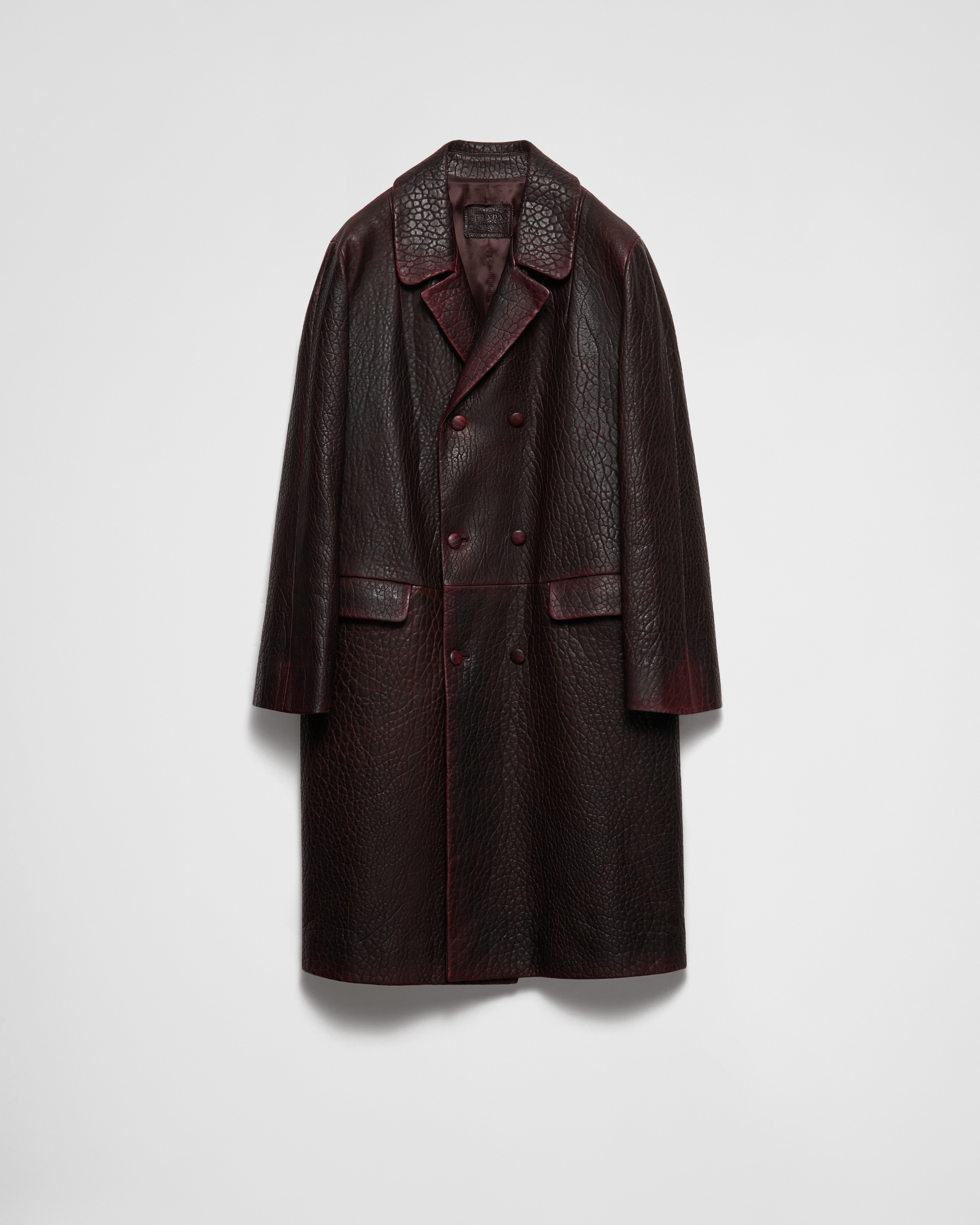 Double-breasted nappa leather coat - 1