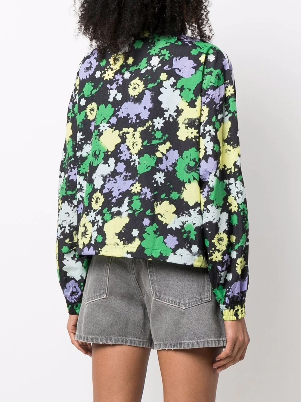 three-stripe floral-print windbreaker - 4