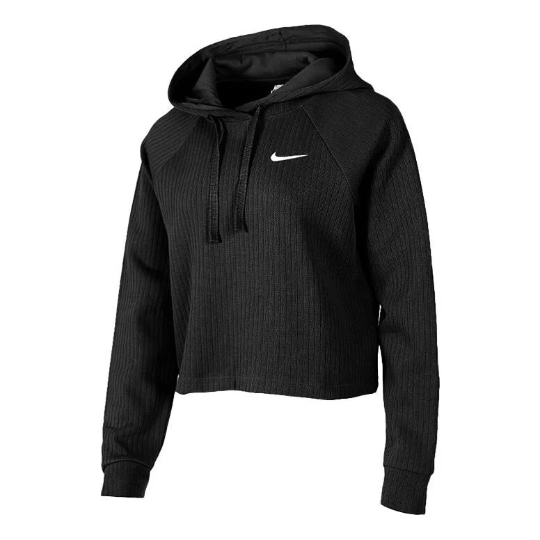 (WMNS) Nike Sportswear Cropped Hoodie 'Black White' CJ2664-010 - 1
