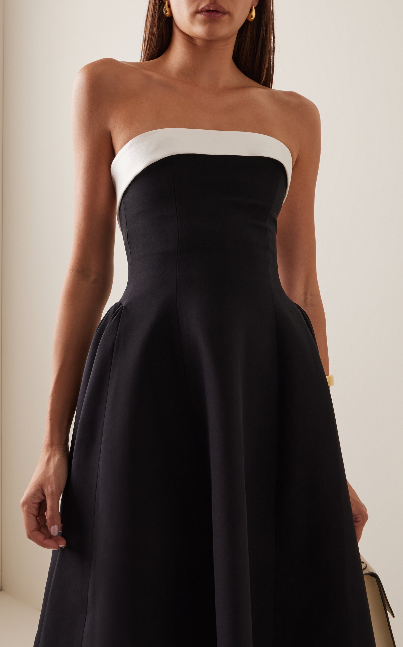 Opera Strapless Crepe-Back Silk-Satin Lady-Length Dress black - 3