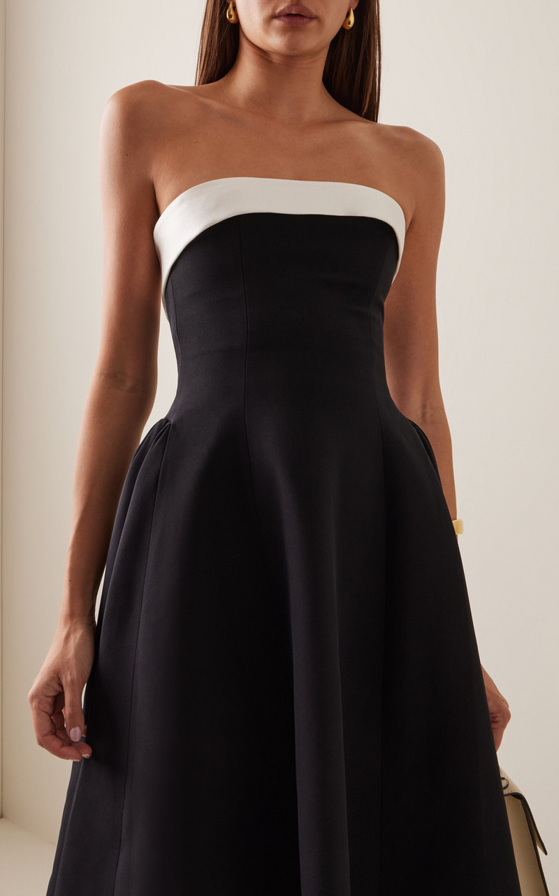 Opera Strapless Crepe-Back Silk-Satin Lady-Length Dress black 3