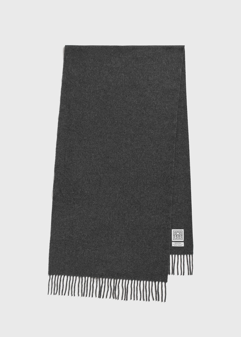 Classic wool scarf dark grey mélange 5