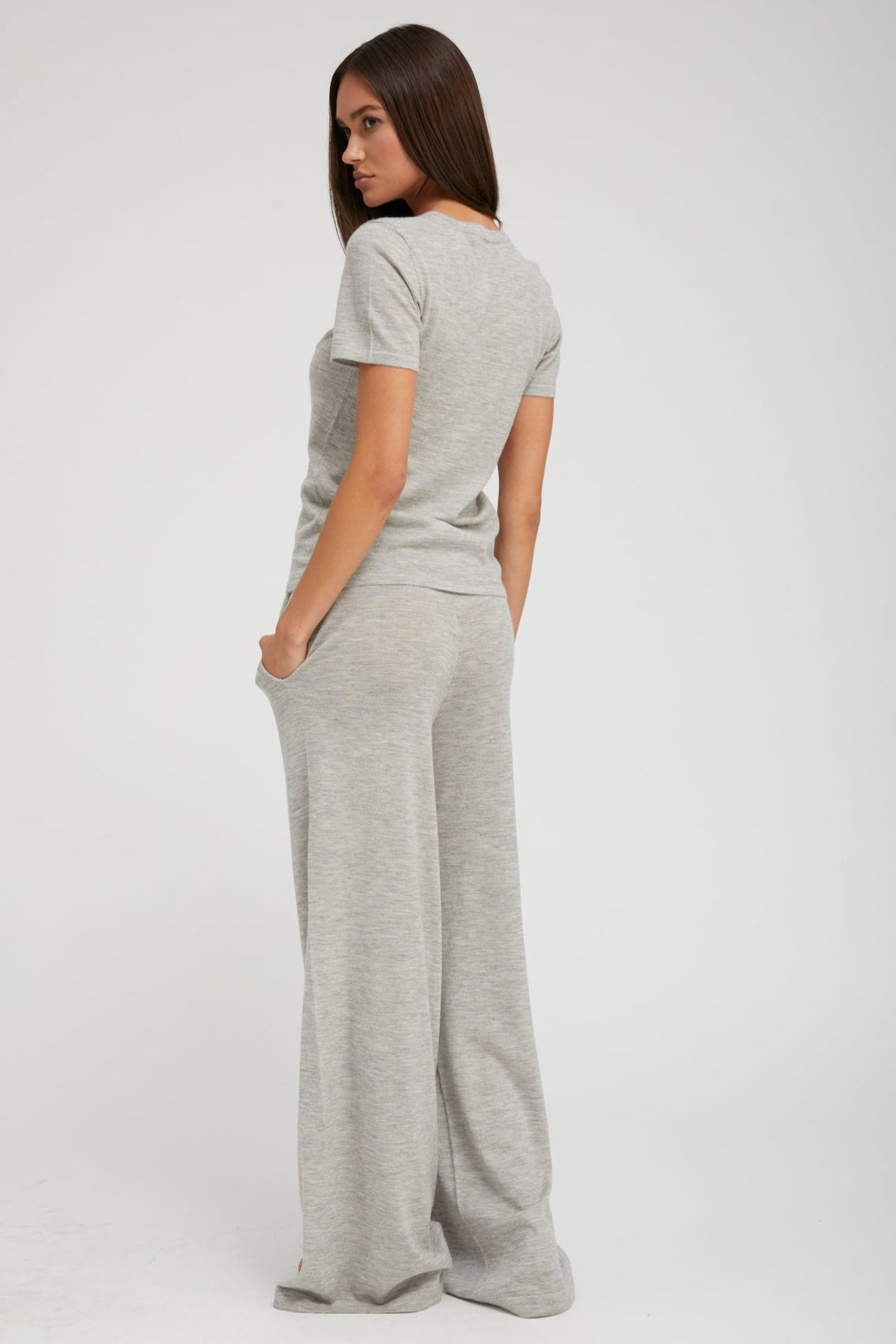 OXFORD ULTRA FINE CASHMERE WIDE LEG PANTS - 5