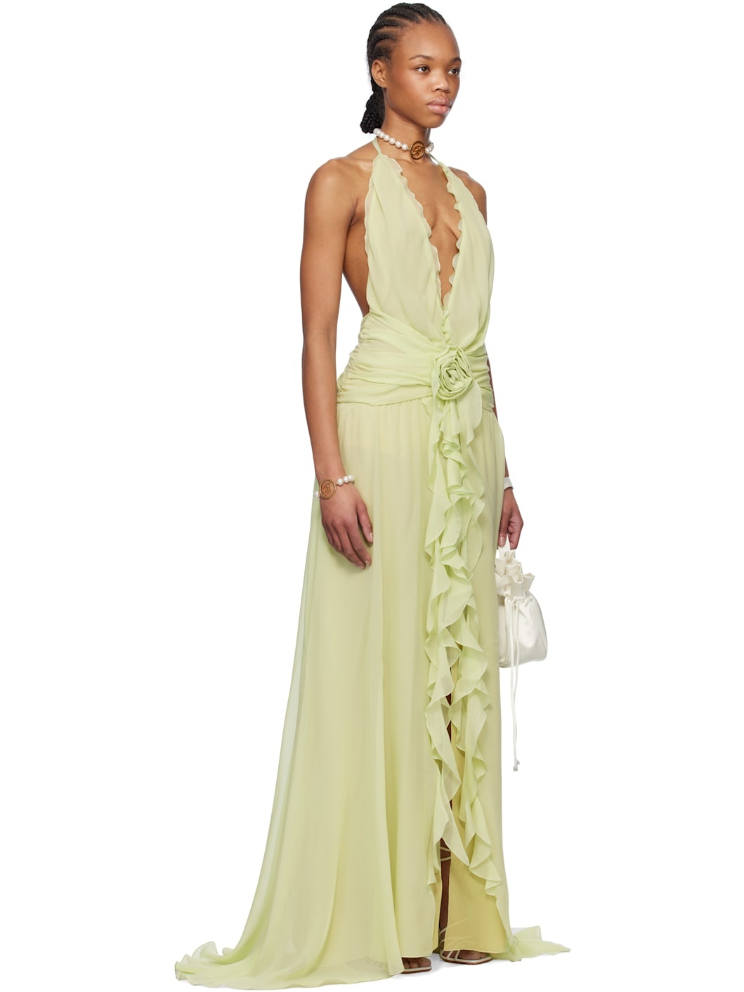 Green Rose Decoration Maxi Dress - 2