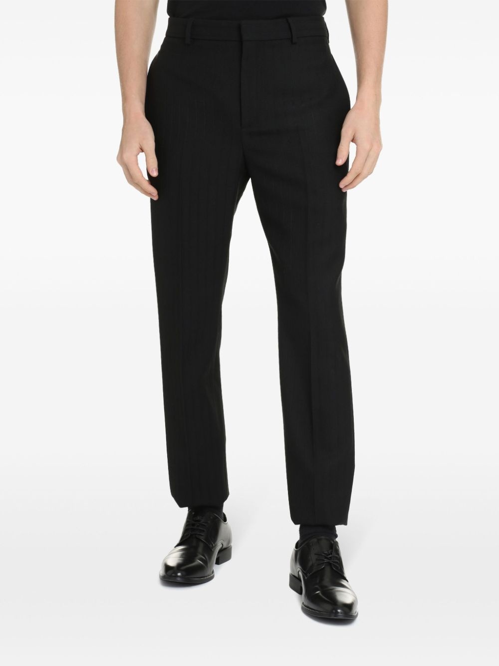 pressed-crease pleated straight-leg trousers - 2