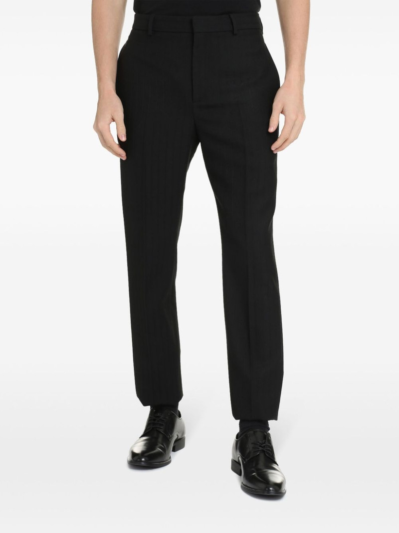 SAINT LAURENT pressed-crease pleated straight-leg trousers outlook