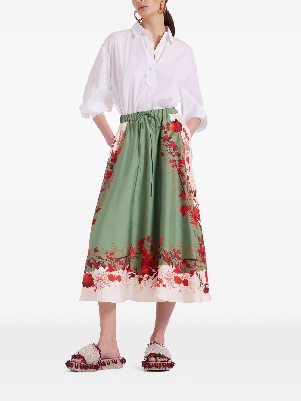 Woodland-print midi skirt - 2