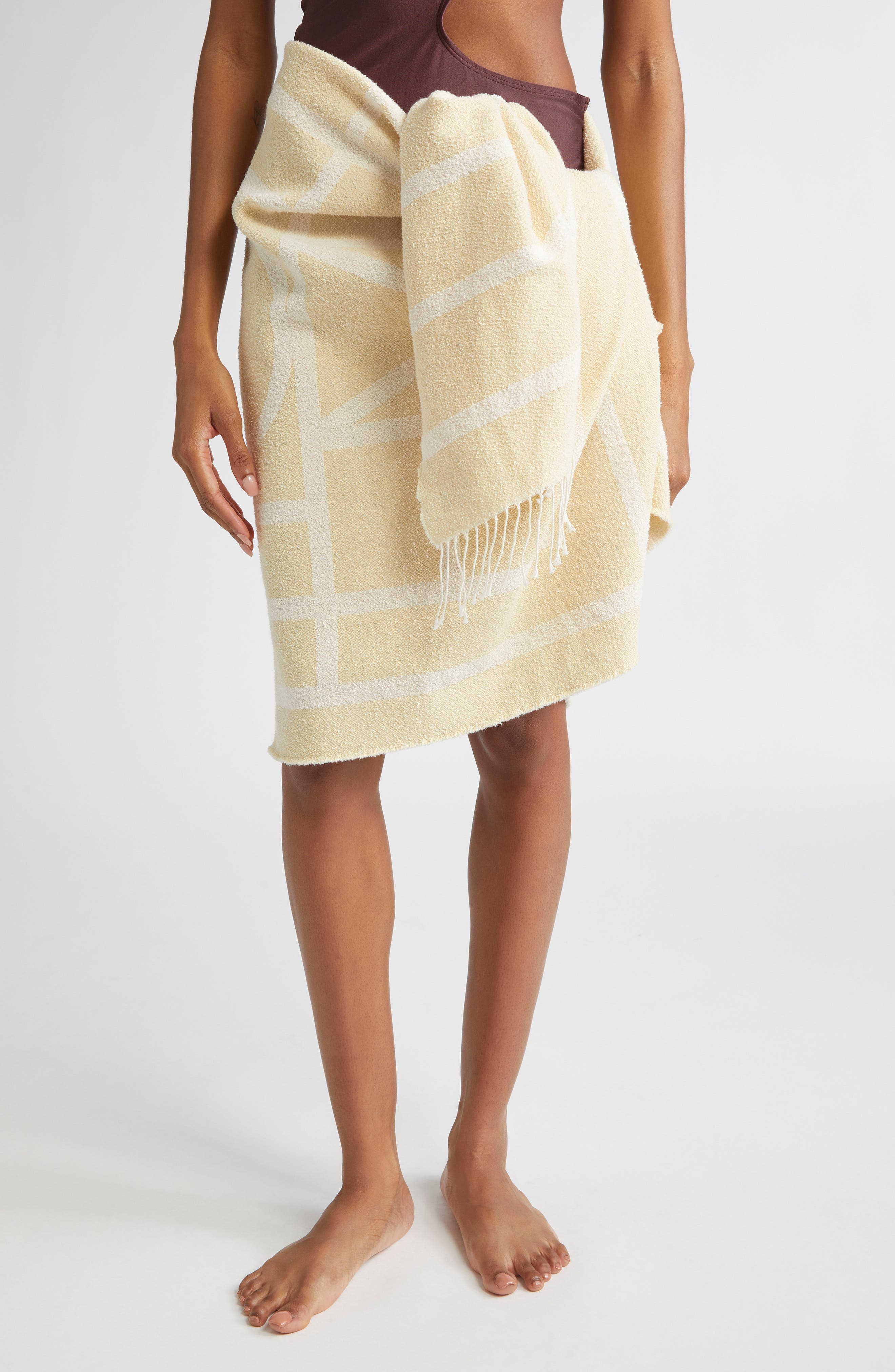 TOTEME Monogram Fringe Scarf in Ecru/Straw at Nordstrom - 2