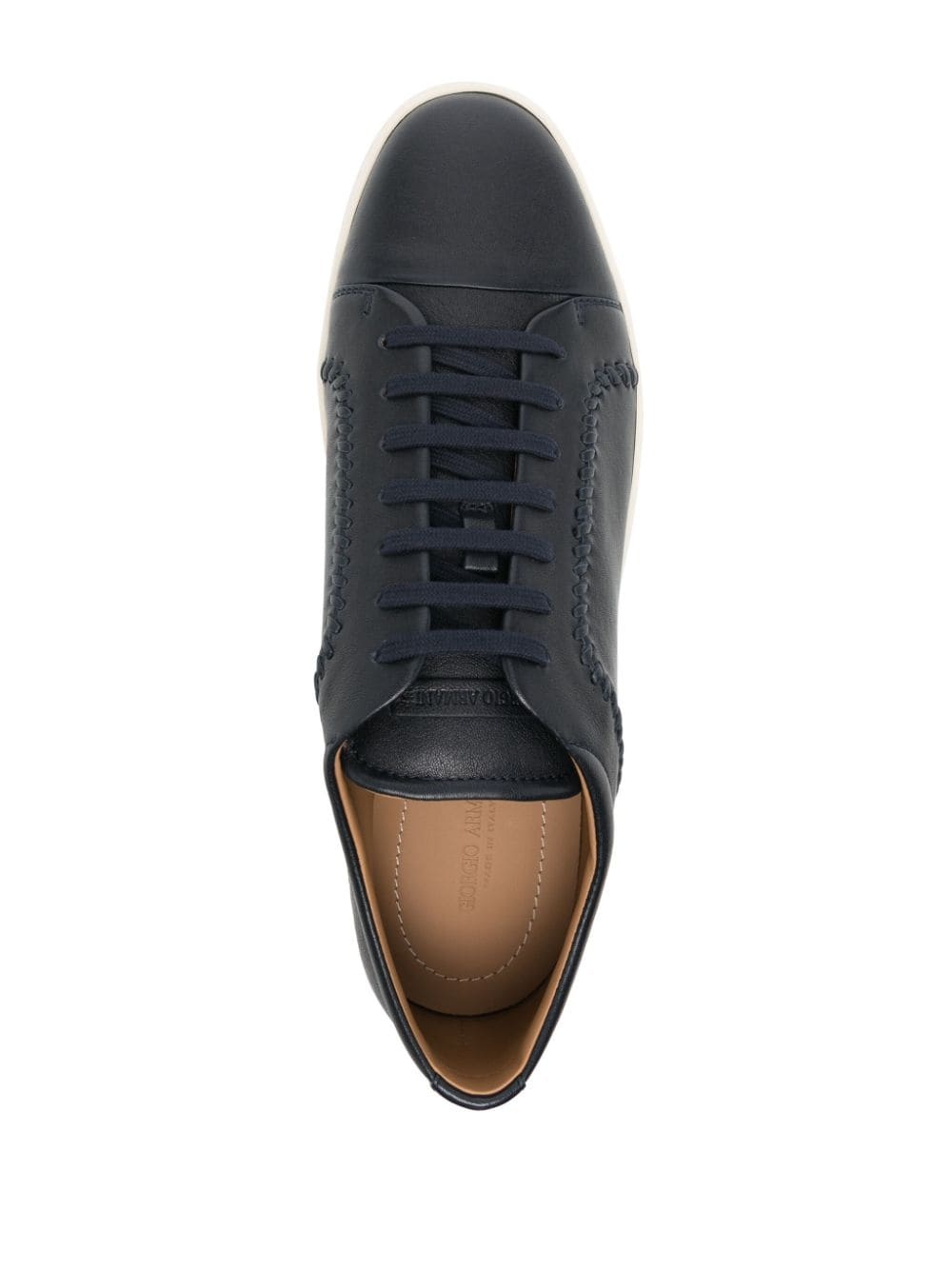 whipstitch-trim leather sneakers - 4