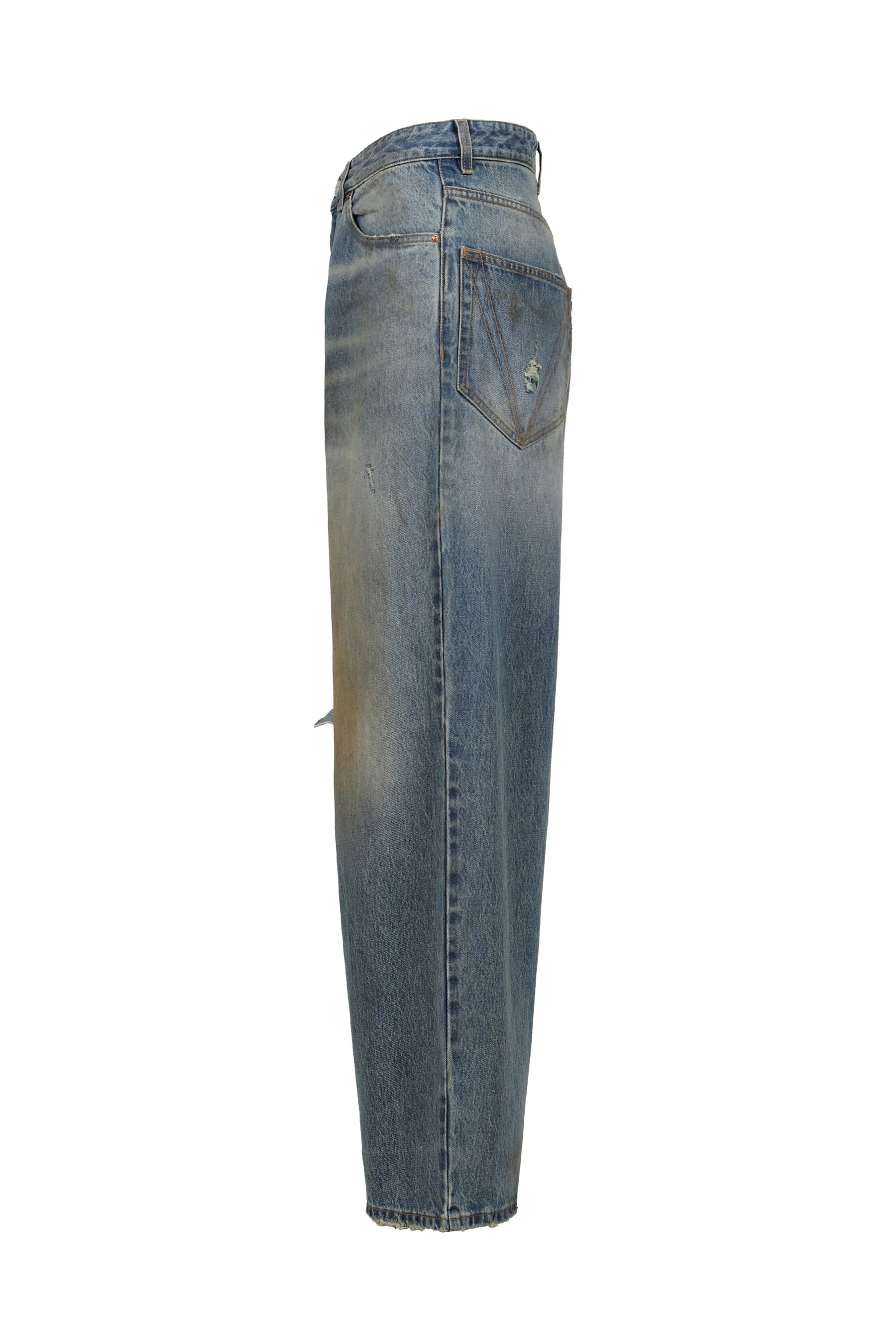 DISTRESSED BAGGY JEANS / DISTRESSED LT. BLU - 7