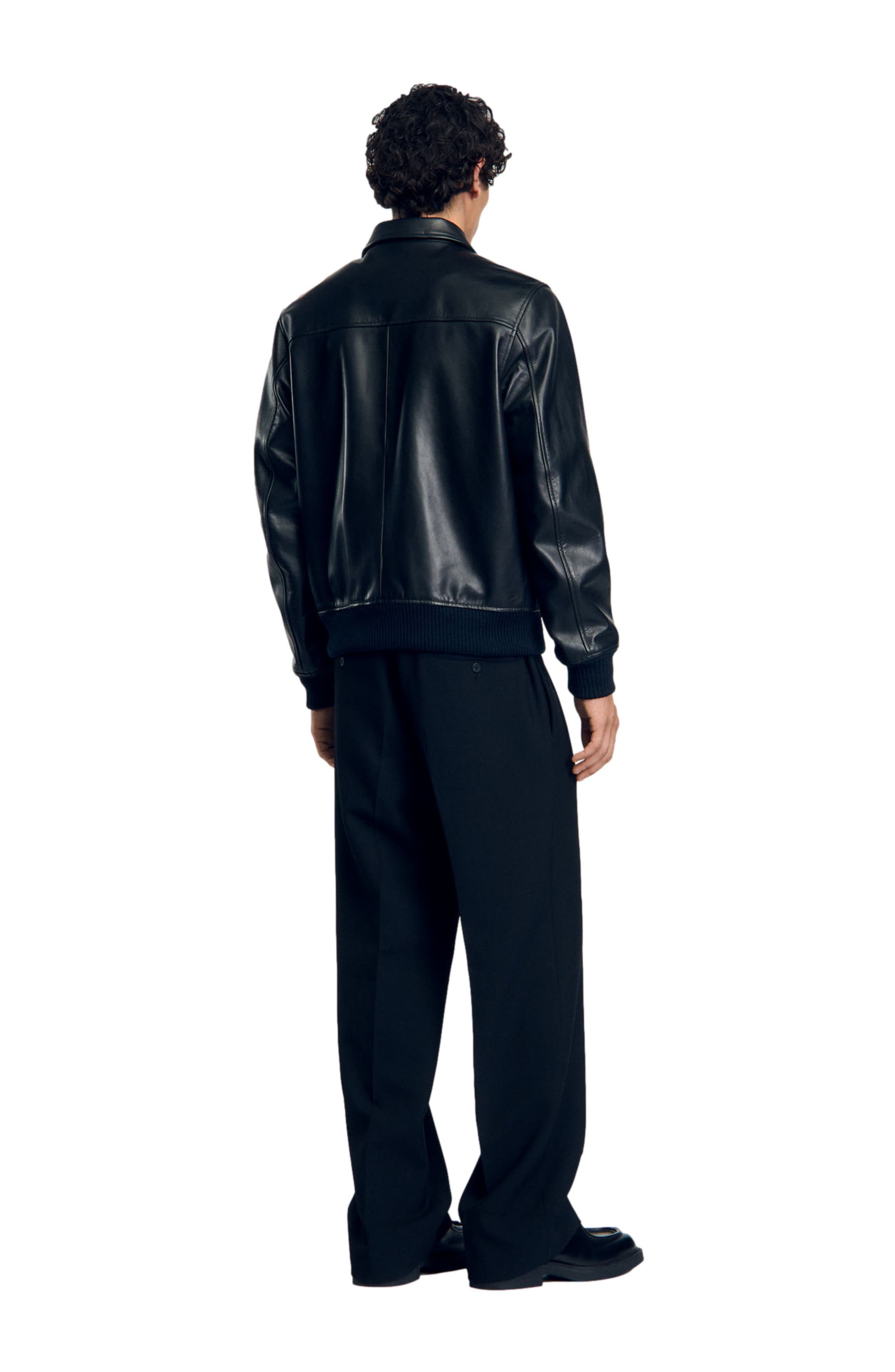 SANDRO Plain leather jacket in Black at Nordstrom - 2