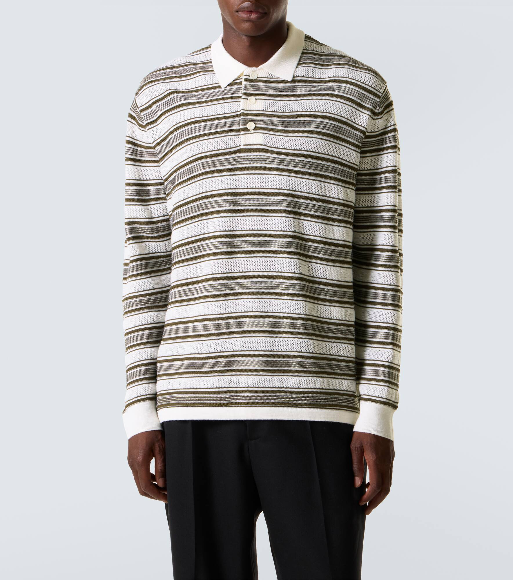 Samuel striped wool-blend polo sweater - 3