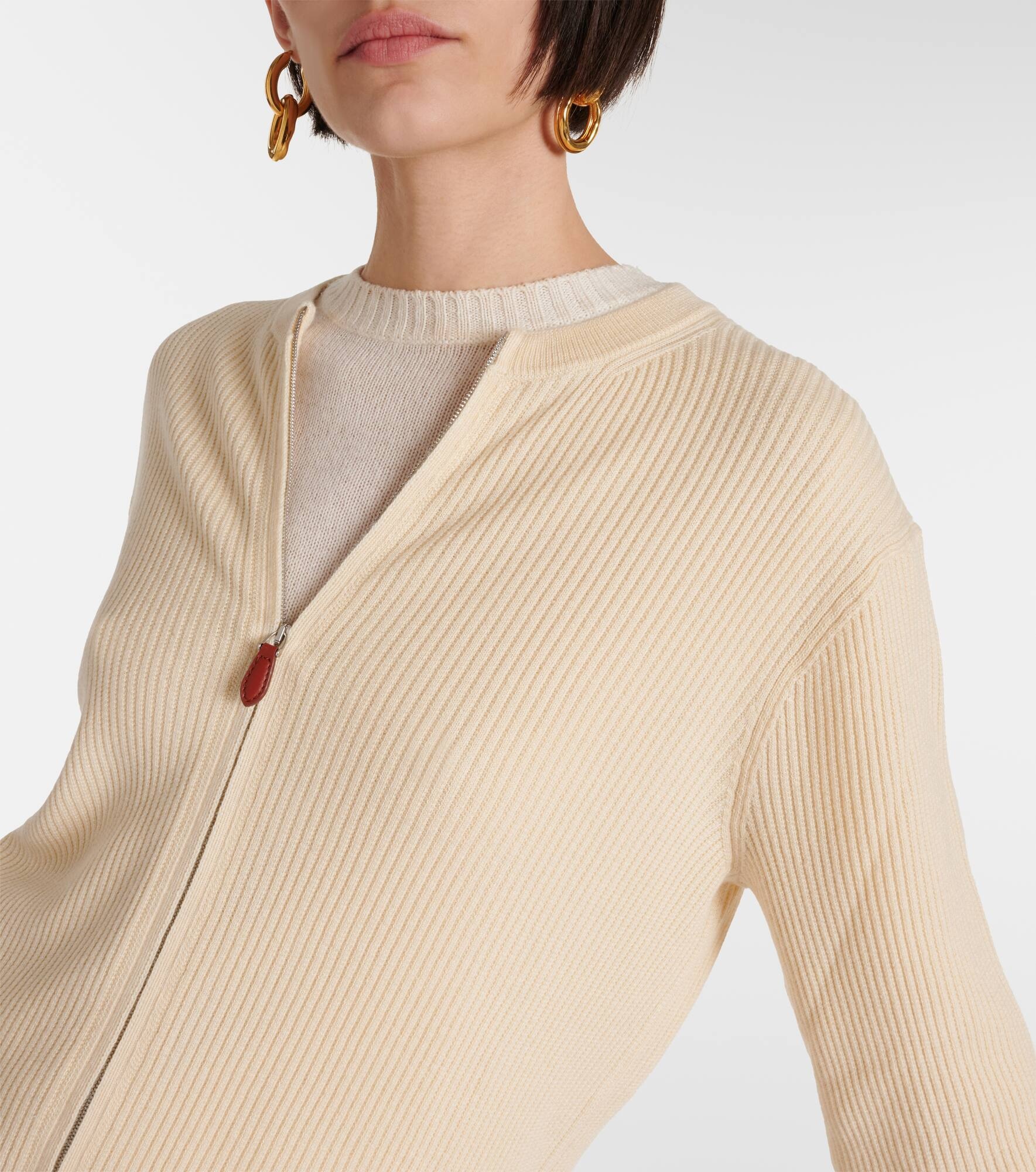 Leather-trimmed cashmere and silk cardigan - 4