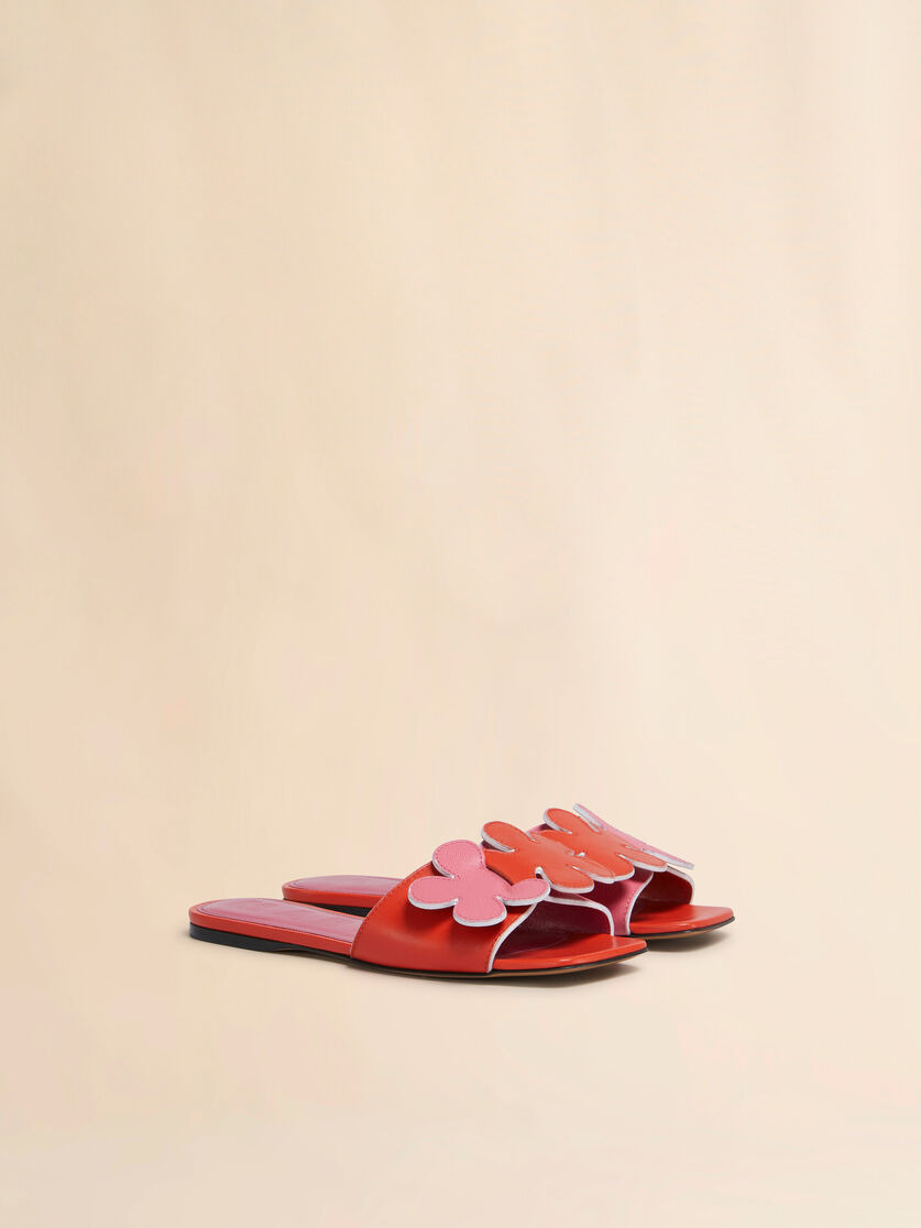 PINK AND ORANGE LEATHER DAISY SANDAL - 2