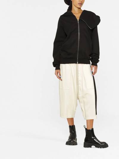 Rick Owens DRKSHDW asymmetric zipped cotton hoodie outlook