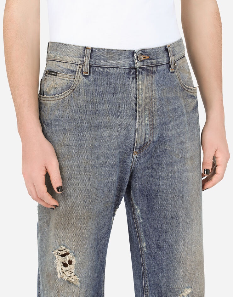 Washed oversize jeans with rips - 4