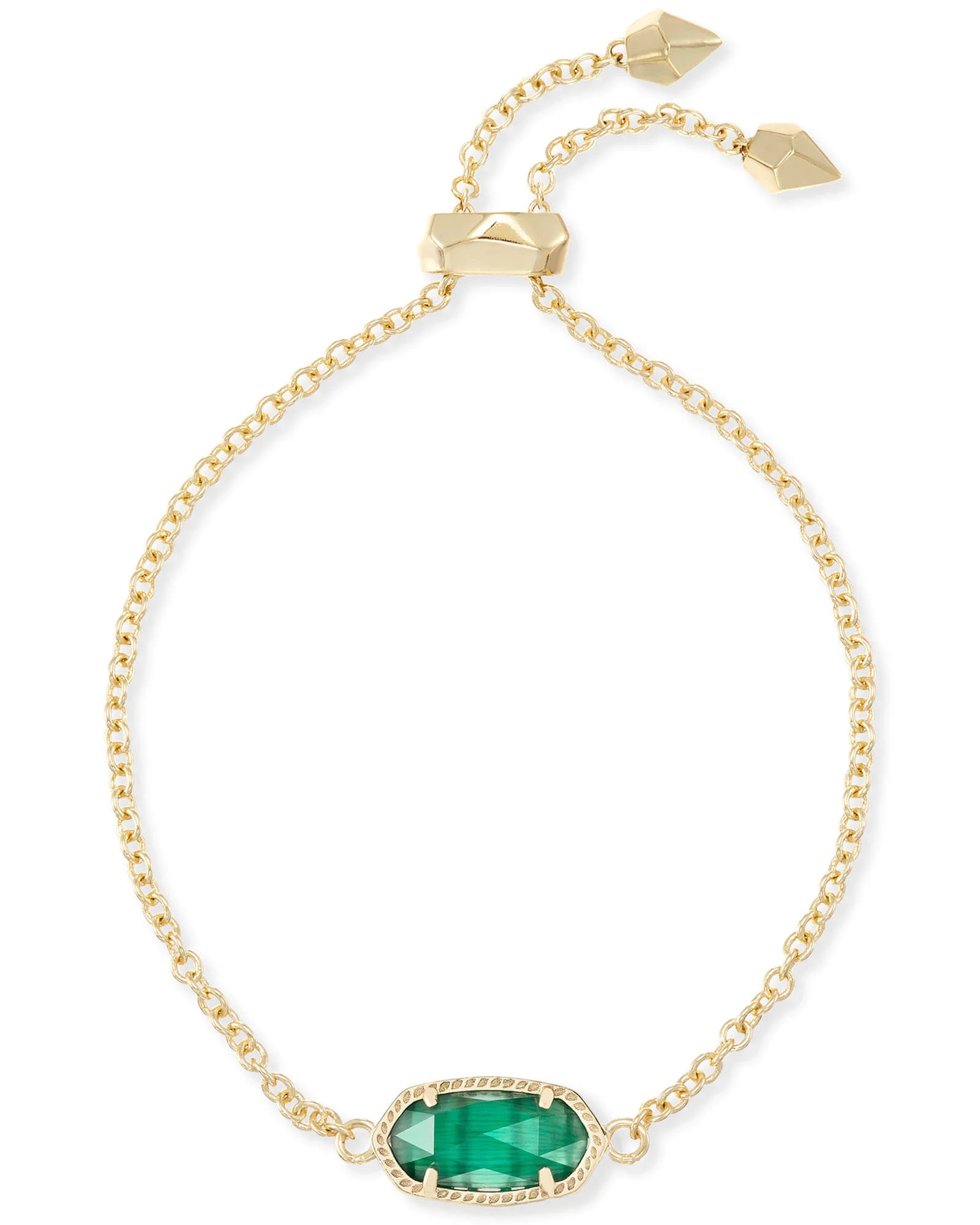 Elaina Gold Adjustable Chain Bracelet in Emerald Cat’s Eye - 1