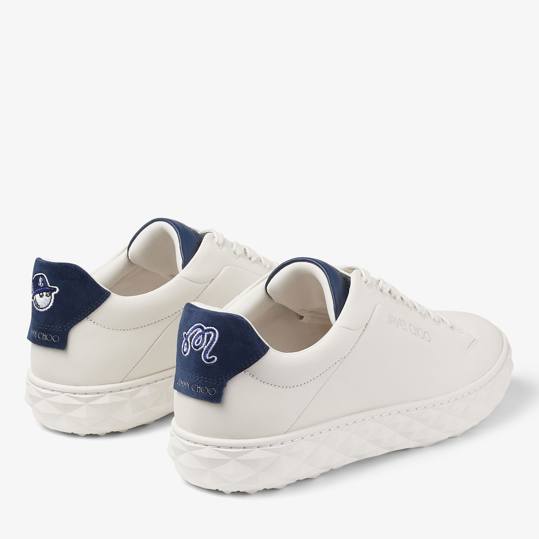 Jimmy Choo / Malbon Diamond Golf/M
Latte and Navy Leather Trainers - 6