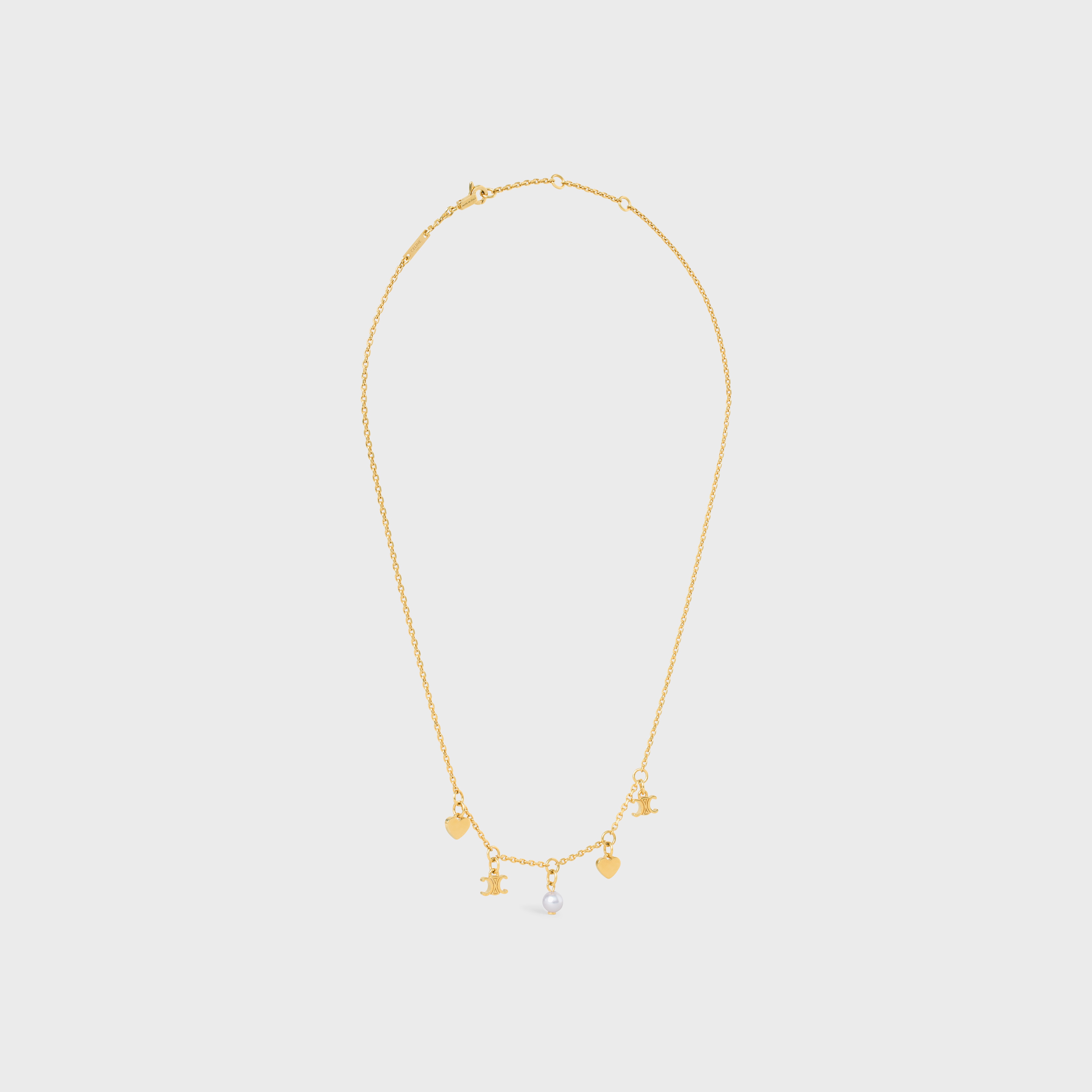 Cœur Celine Charms Necklace in Brass with Gold Finish and Resin Pearl 3