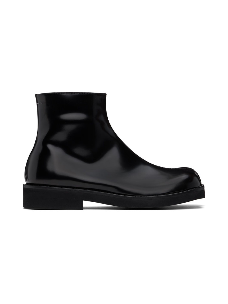 Black Polished Leather Boots 1