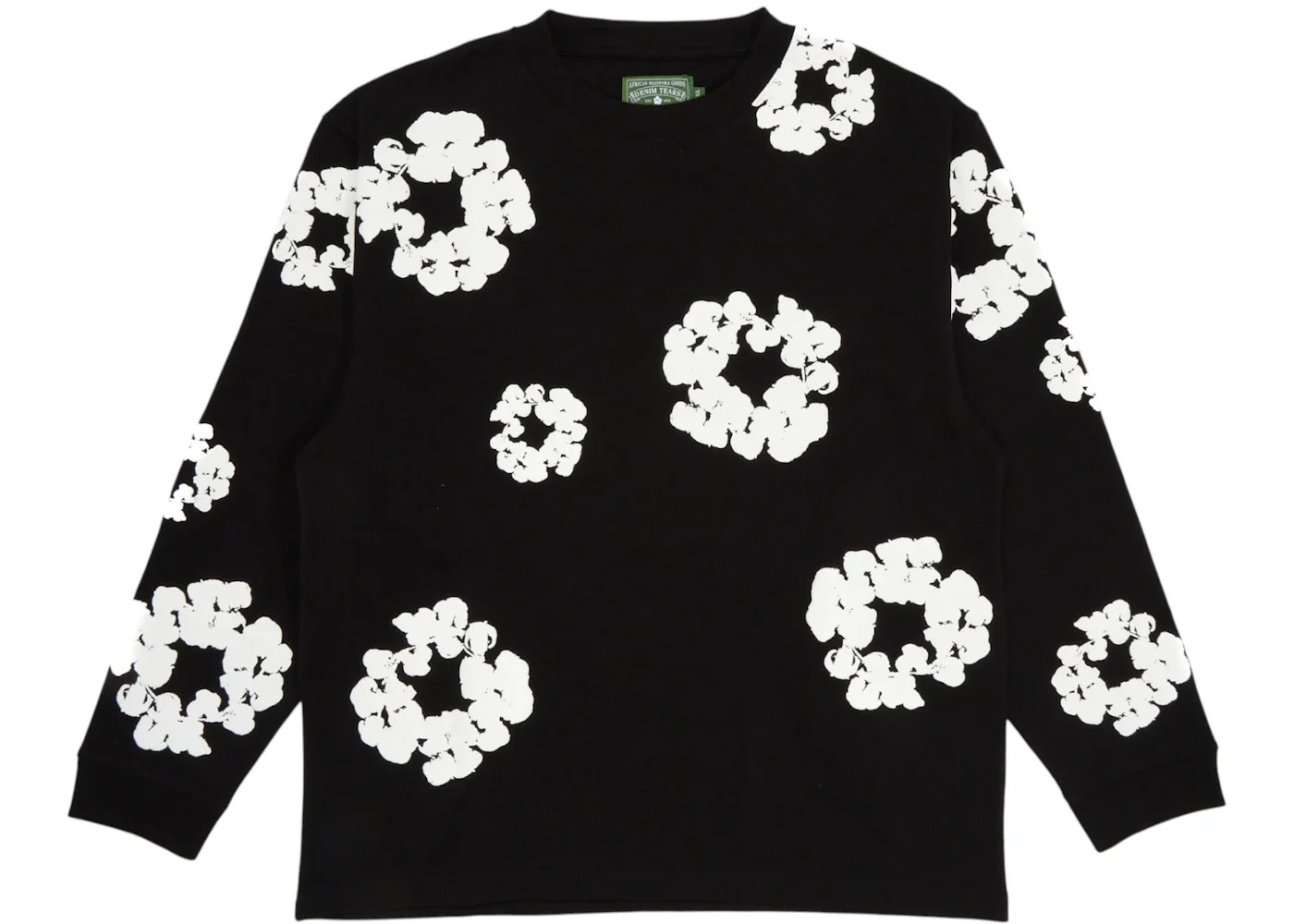 Denim Tears Long Sleeve Cotton Wreath T-shirt Black - 1