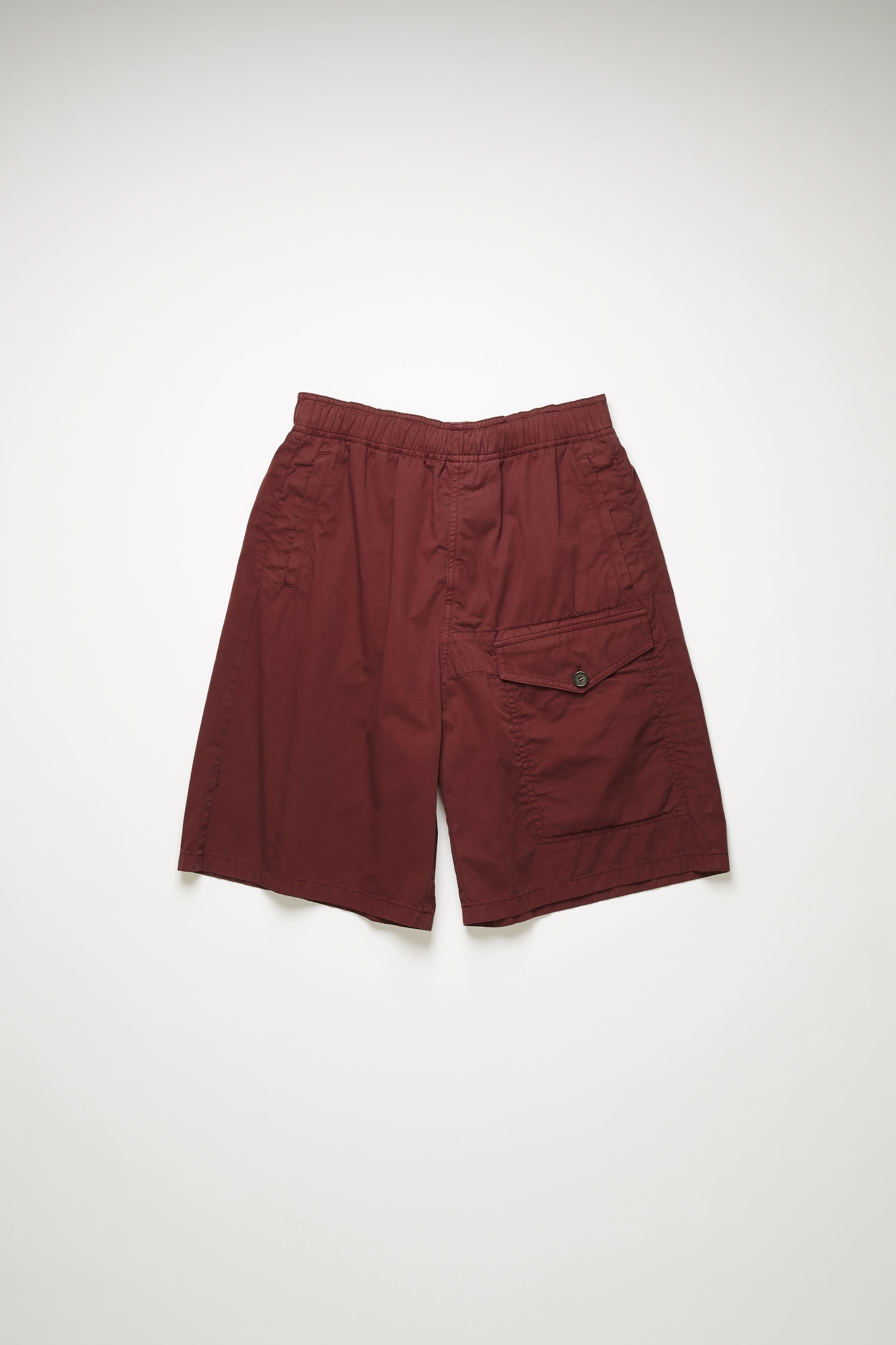 Wide-leg cotton shorts burgundy - 1