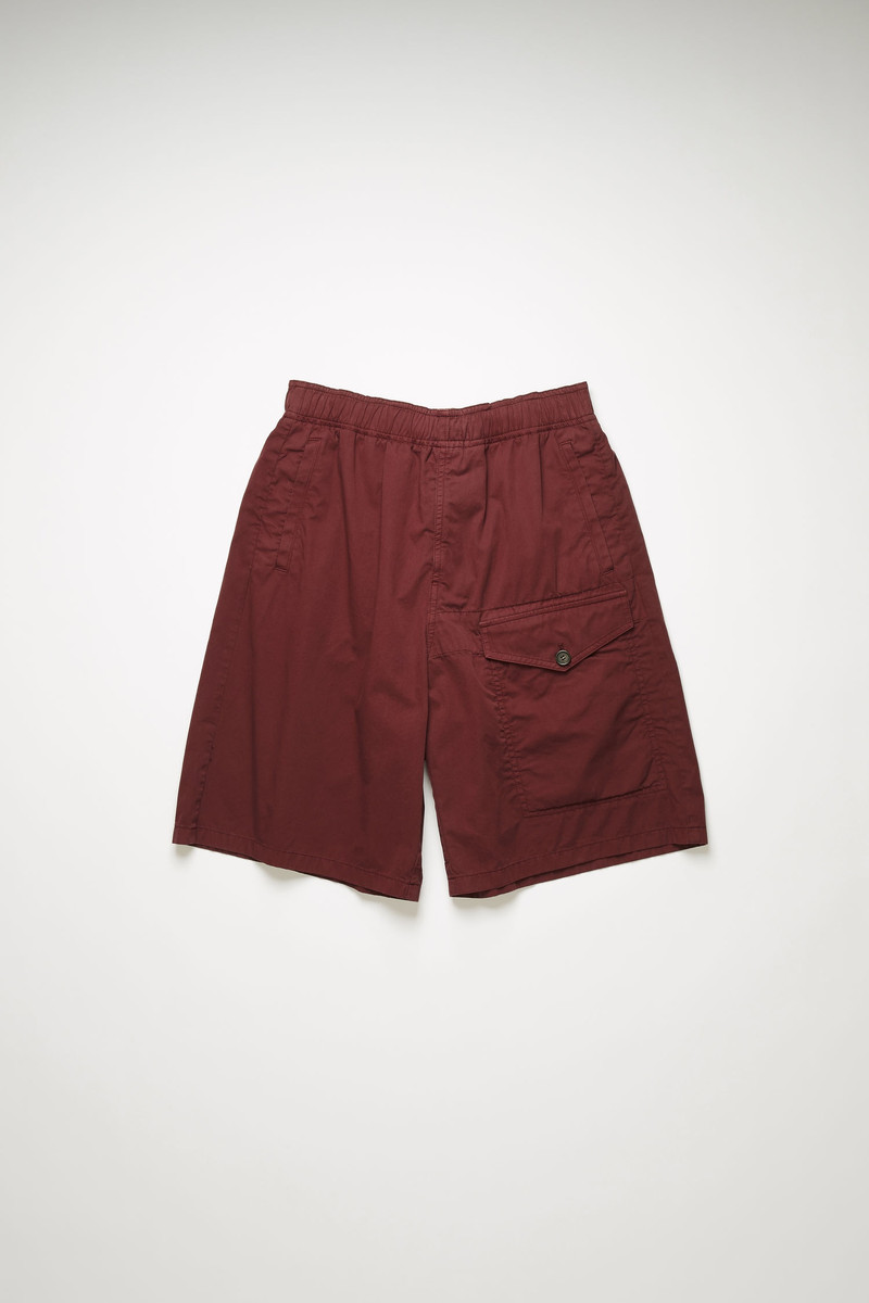 Wide-leg cotton shorts burgundy 1
