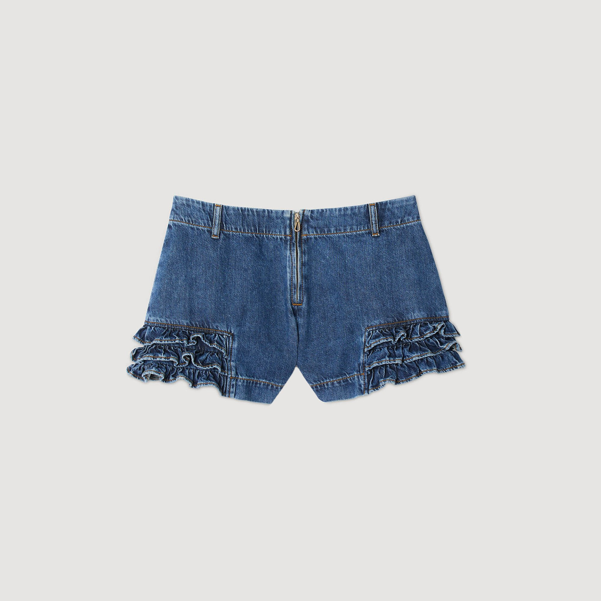RUFFLED DENIM SHORTS - 6