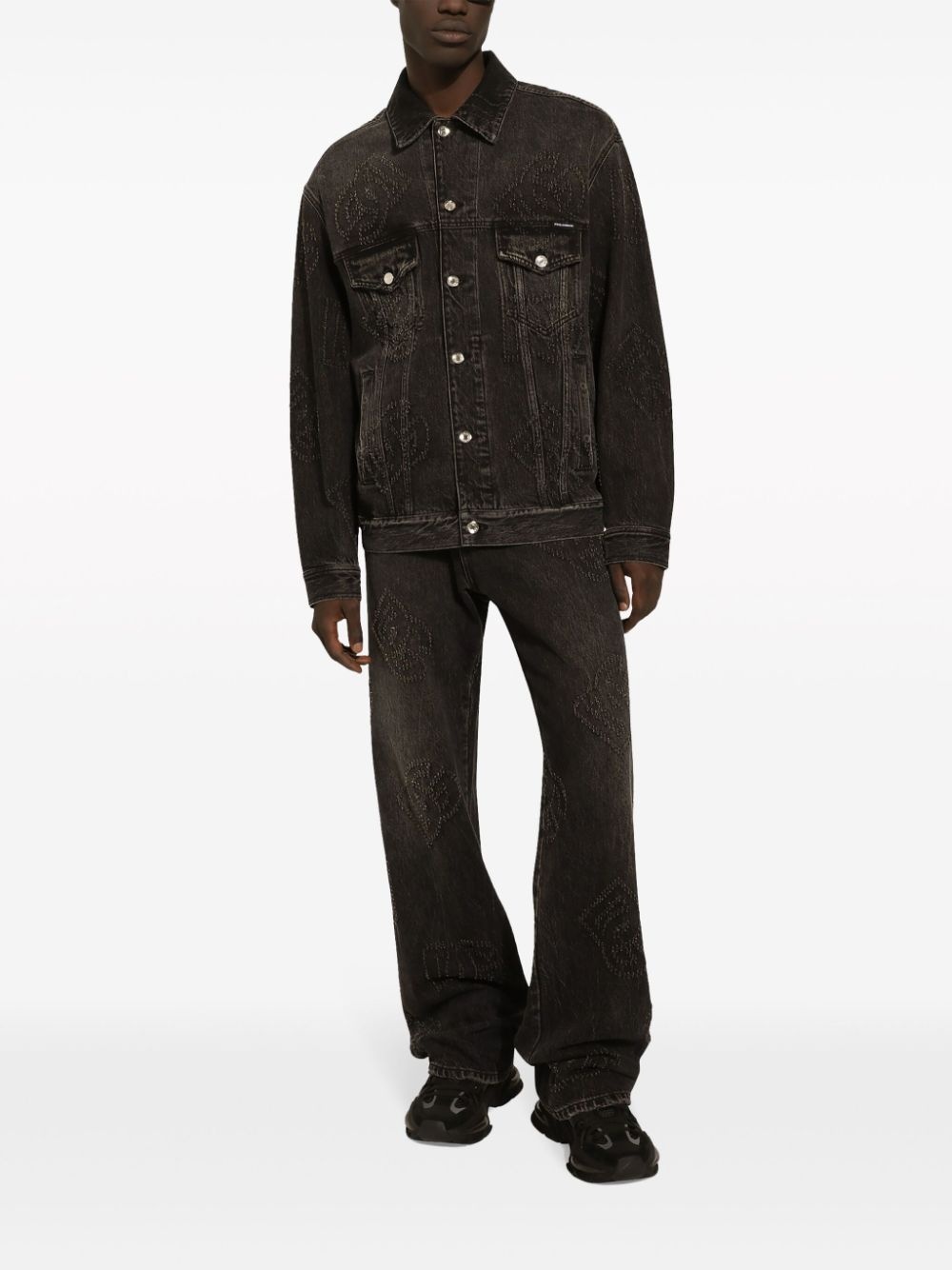 logo-embroidered straight-leg jeans - 2