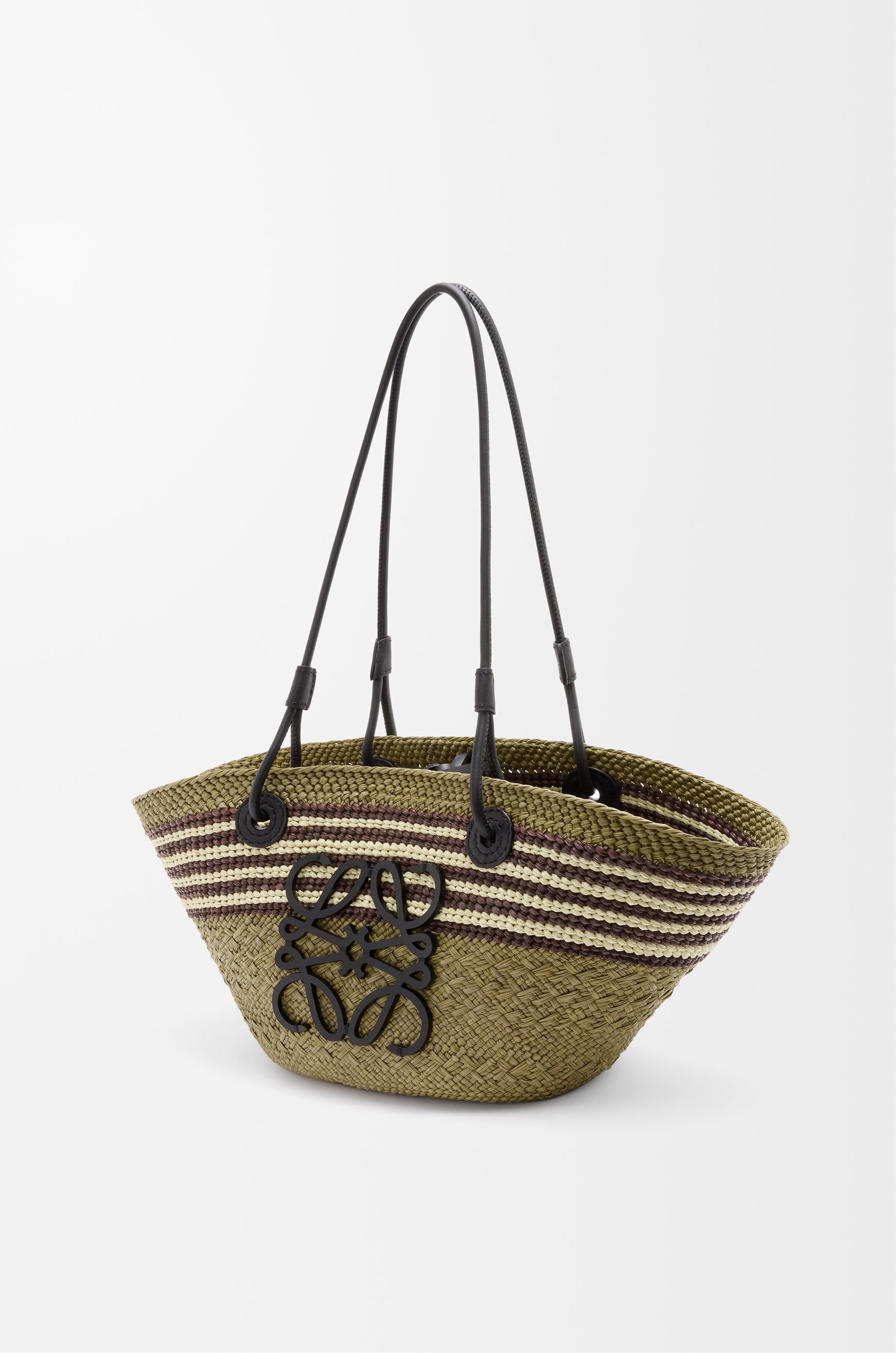 Small Anagram Basket in iraca palm and calfskin - 4