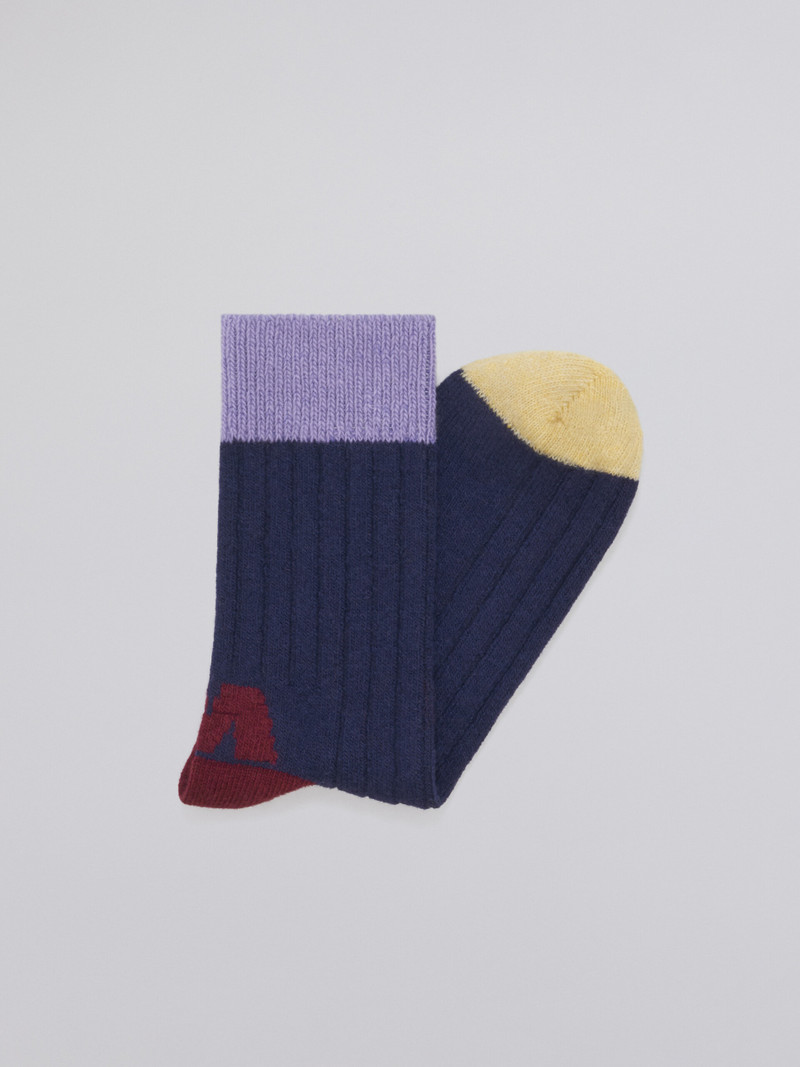 Marni BLUE WOOL SOCK WITH LOGO M JACQUARD outlook