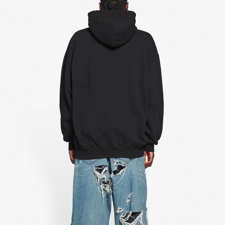 (WMNS) Balenciaga Bb Pixel Fleece Drawstring hooded Long Sleeves Hoodie Black 578135TKVI81070 - 4