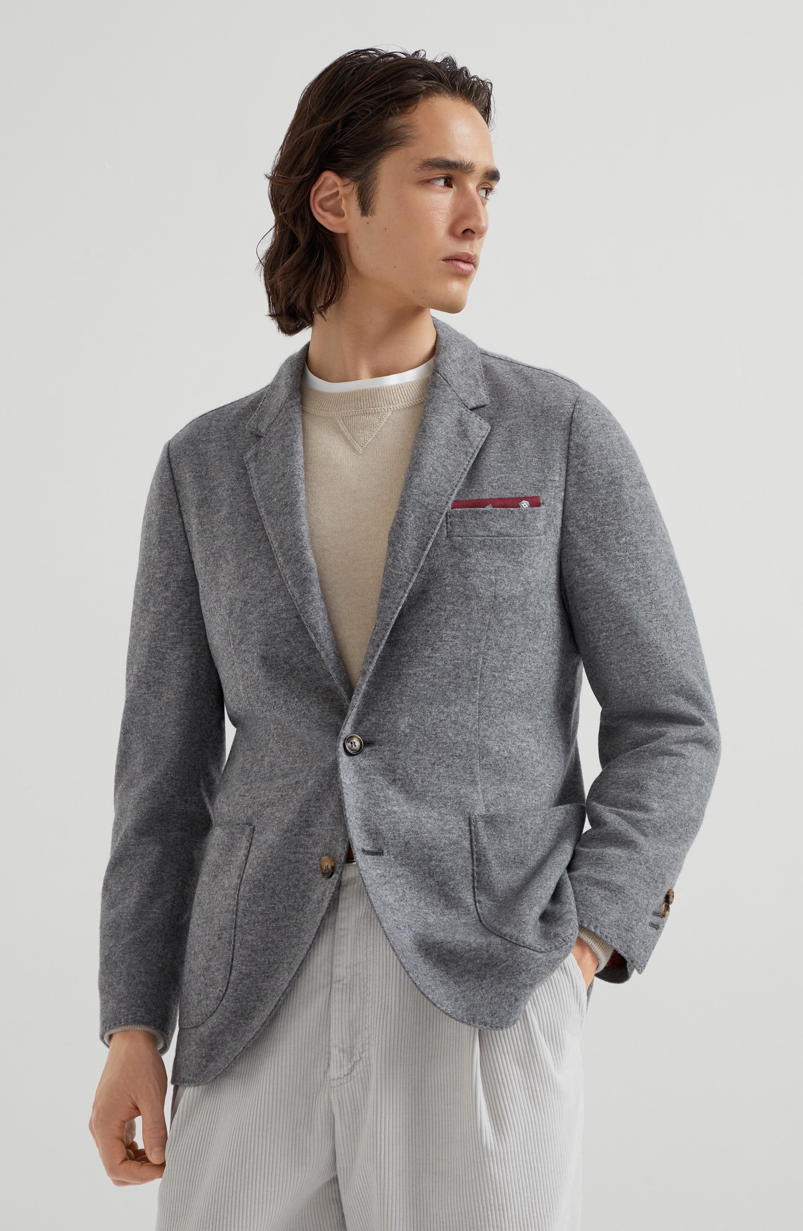 Brunello Cucinelli Cashmere jersey blazer in Grey at Nordstrom - 2