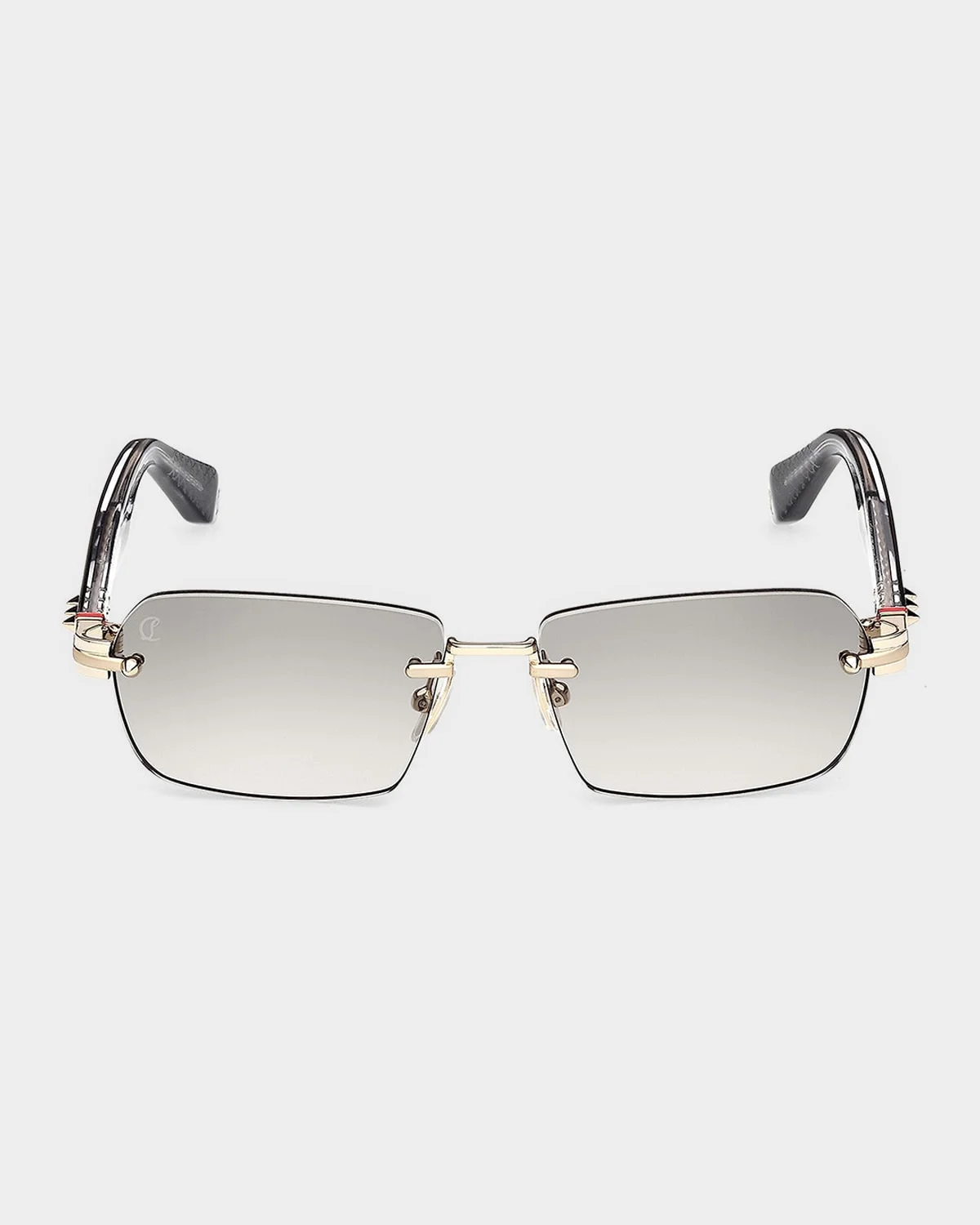 Men's Rimless Temple-Spike Metal Rectangle Eyeglasses - 1